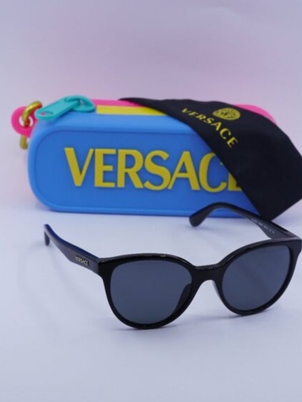 Versace Kids VK4427U GB1/87 Cat Eye Sunglasses - Black/Dark Grey